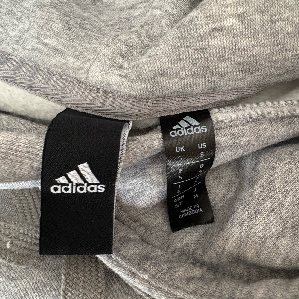 Adidas Men’s Hooded Sweatshirt Gray/Black Size Small - Picture 6 of 7